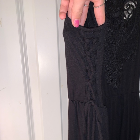 Black minidress with lace front and ties on side - Picture 5 of 7